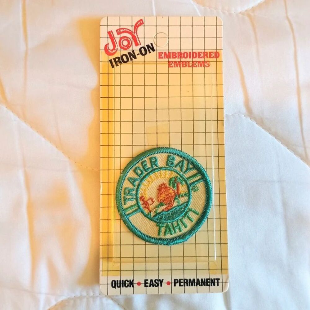 Joy Iron-On Embroidered Patch Trader Bay Tahiti Vintage